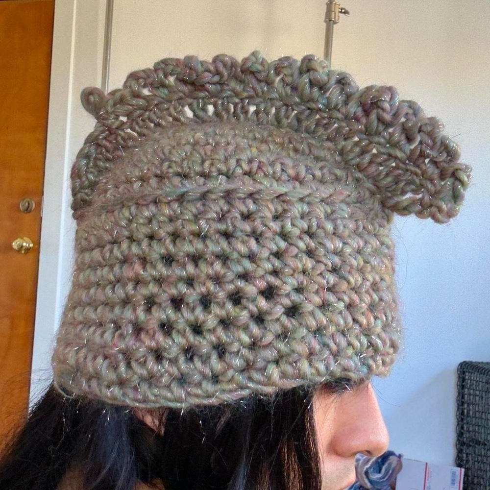 Crochet Beanie Handmade Fashion Accessory Rainbow Wool Fairy Cottage Hat
